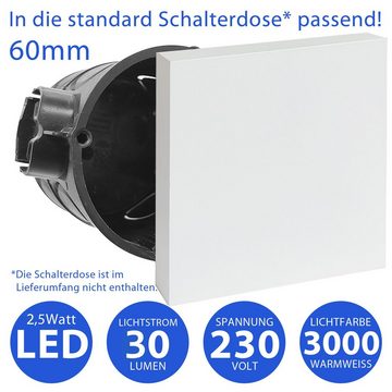 Maxkomfort LED Wandstrahler 6190S, LED fest integriert, 3000K, Warmweiß, Wandeinbauleuchte, Treppenbeleuchtung, Stufenlicht, Nachtlicht
