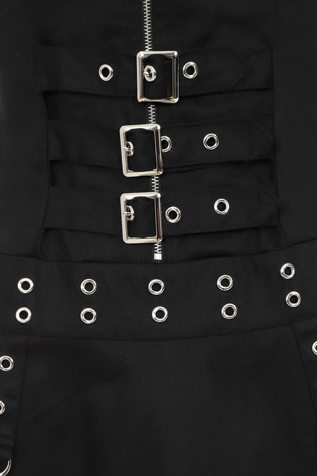 Banned Minikleid Astrid Goth Punk Skater Ösen Nieten Schnallen