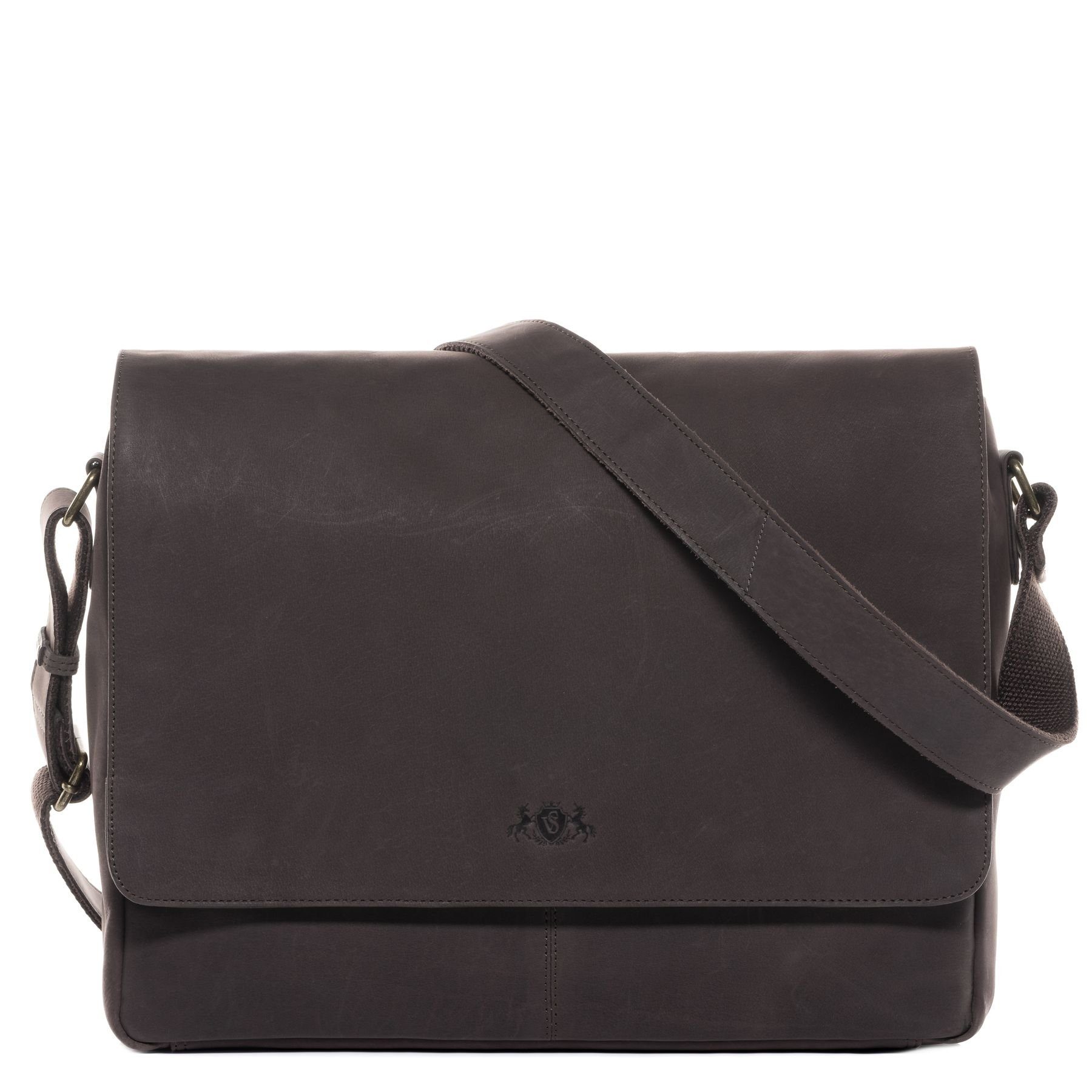 SID & VAIN Laptoptasche echt Leder Messenger groß 15 Zoll Laptop-Hülle braun, Laptoptasche 15 Zoll, Aktentasche Echtleder Damen Herren braun