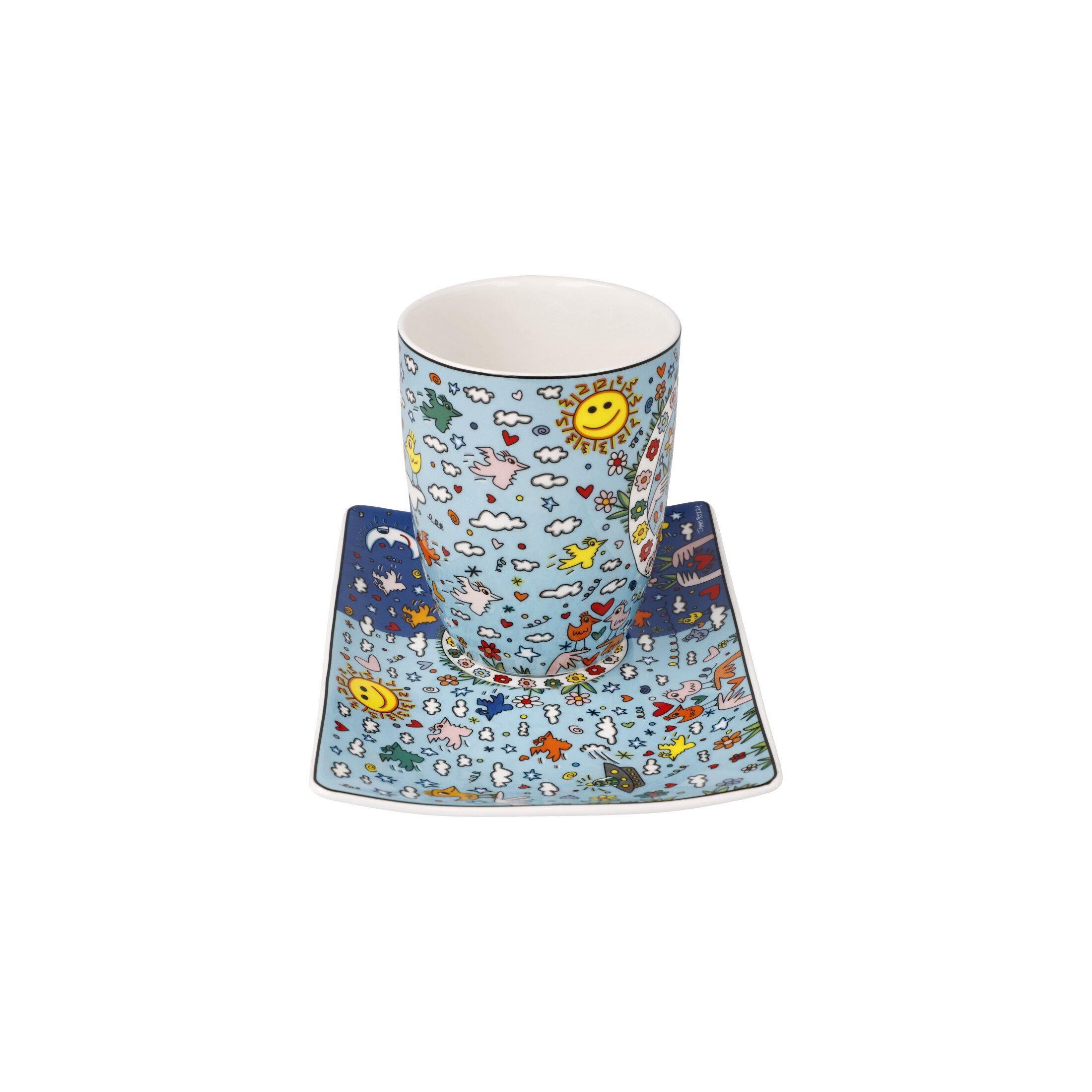 Goebel Tasse James Rizzi, Porzellan, Spülmaschinengeeignet, Mehrfarbig, Peace, H: 12cm