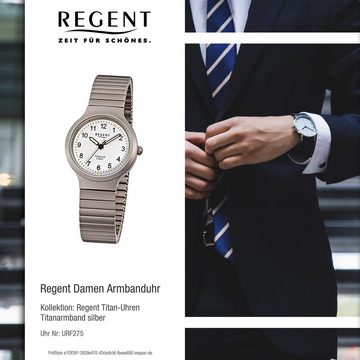 Regent Quarzuhr Regent Damen Herren-Armbanduhr silber grau, (Analoguhr), Damen, Herren Armbanduhr rund, klein (ca. 28mm), Titanarmband