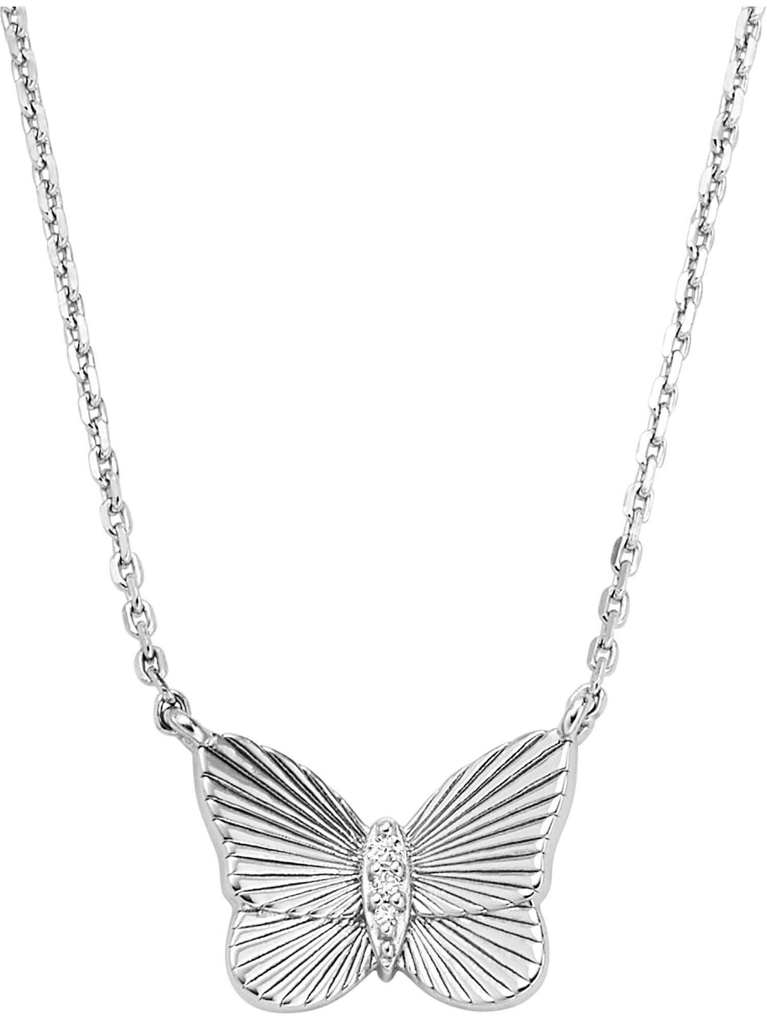 Collier Fossil Damen-Kette 925er Silber Zirkonia