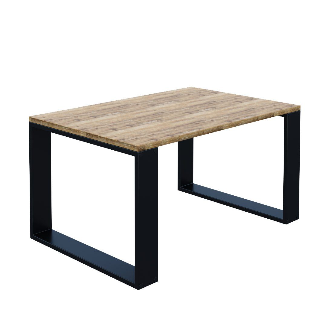 (PVC), schwarzen cm Deko Außergewöhnlicher Beinen AKKE Retro-Holz Modern Couchtisch Höhe:55 2mm mit