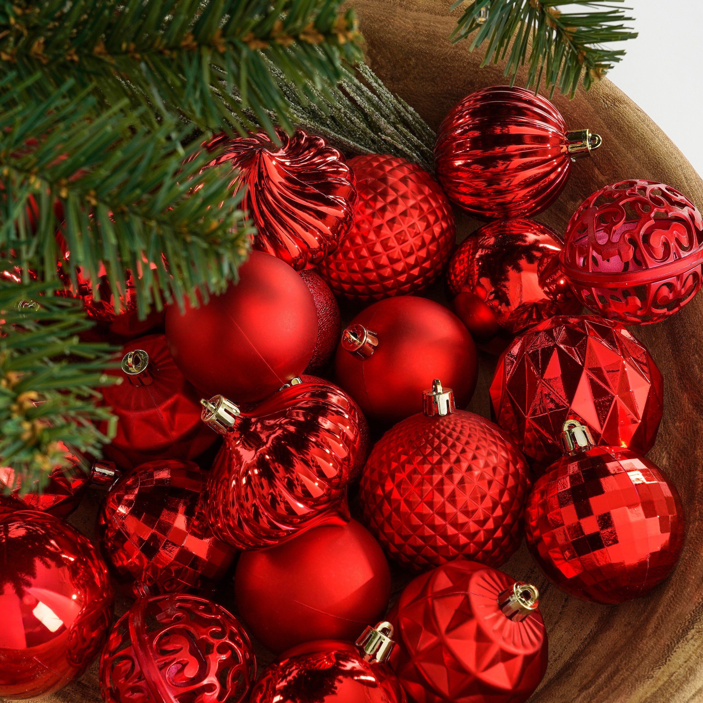 Mica Decorations Weihnachtsbaumkugel Mica Decorations Baum Dekoration bruchfest rot 60 Stueck - d7cm