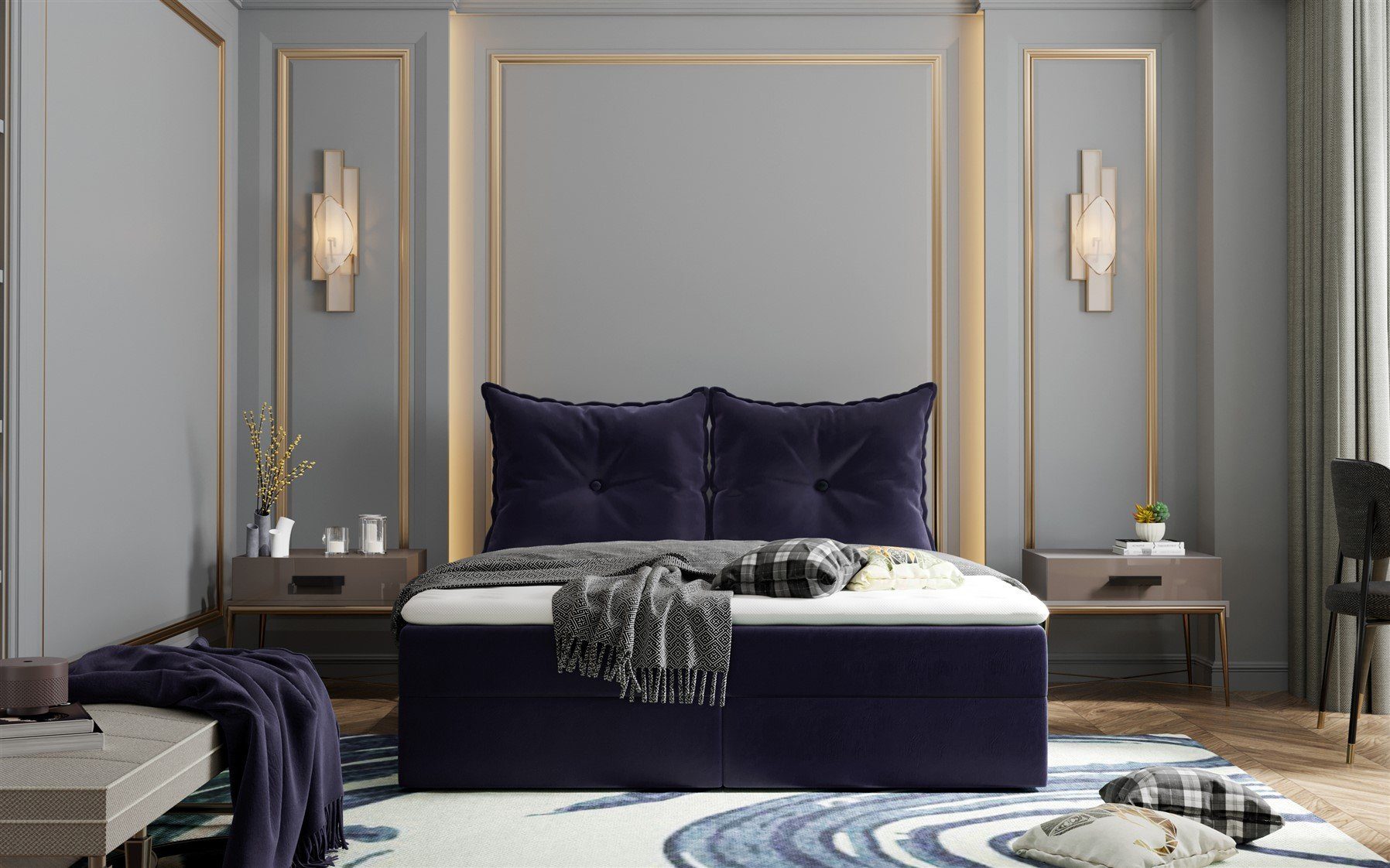 Fun Möbel Boxbett Schlafzimmerbett PERLA in Stoff Opera Velvet (inkl. Bettk günstig online kaufen