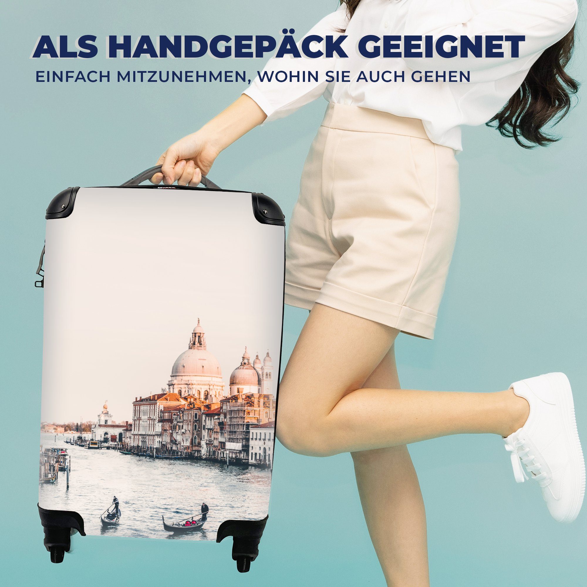 Handgepäck MuchoWow Reisekoffer Handgepäckkoffer Italien, 4 - Venedig rollen, - für Rollen, Reisetasche mit Ferien, Boot Trolley,