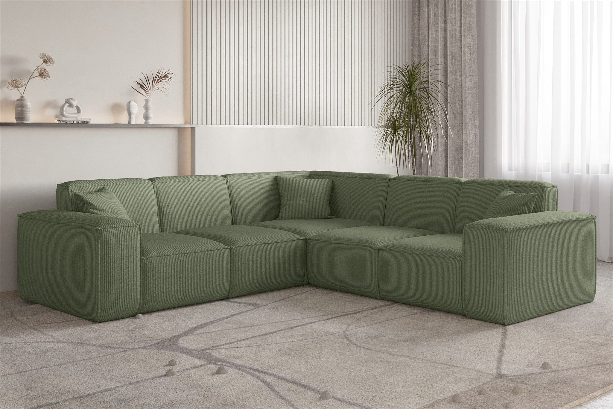 Fun Möbel Ecksofa Designersofa CELES PREMIUM in Stoff Scala, Seite Universal, inkl. 3 Zierkissen