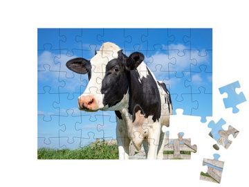 puzzleYOU Puzzle Auge in Auge mit einer Kuh, 48 Puzzleteile, puzzleYOU-Kollektionen Kühe & Kälber, Bauernhof-Tiere