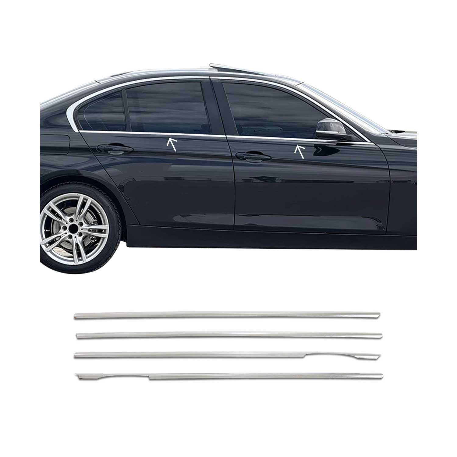 OMAC Zierleisten-Aufkleber Fensterleisten für BMW 3er F30 Stufenheck 2012-2019 Edelstahl 4tlg, (4tlg), Langlebig,Einfache Reinigung,Einfache Installation,Rostbeständig