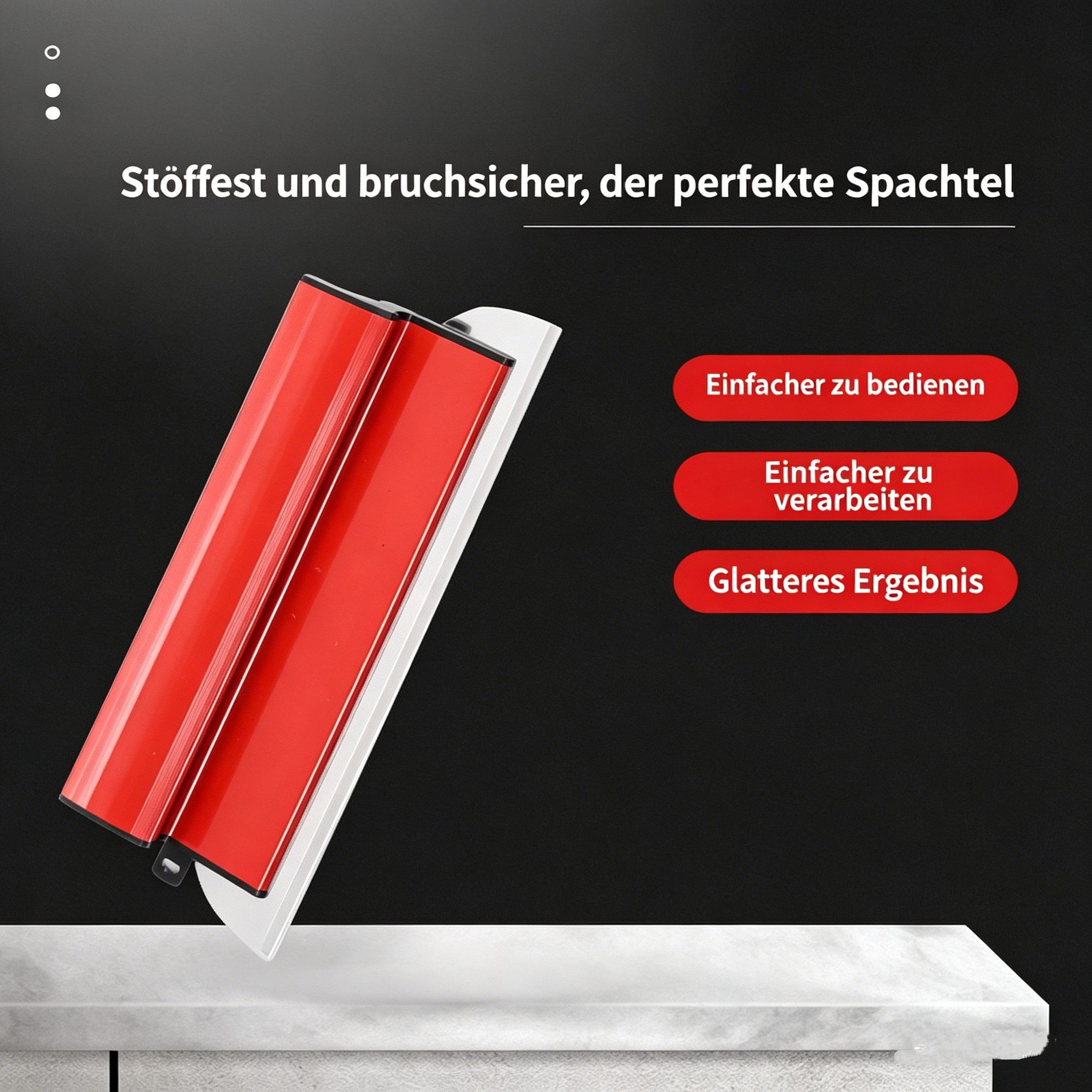 GARRYFIZH Dichtungsschaber Profi Flächenspachtel-Set Edelstahl, Teleskopstange, Trockenbau Für Wand & Decke, ergonomisch, rostfrei, inkl. Koffer & Ersatzklingen