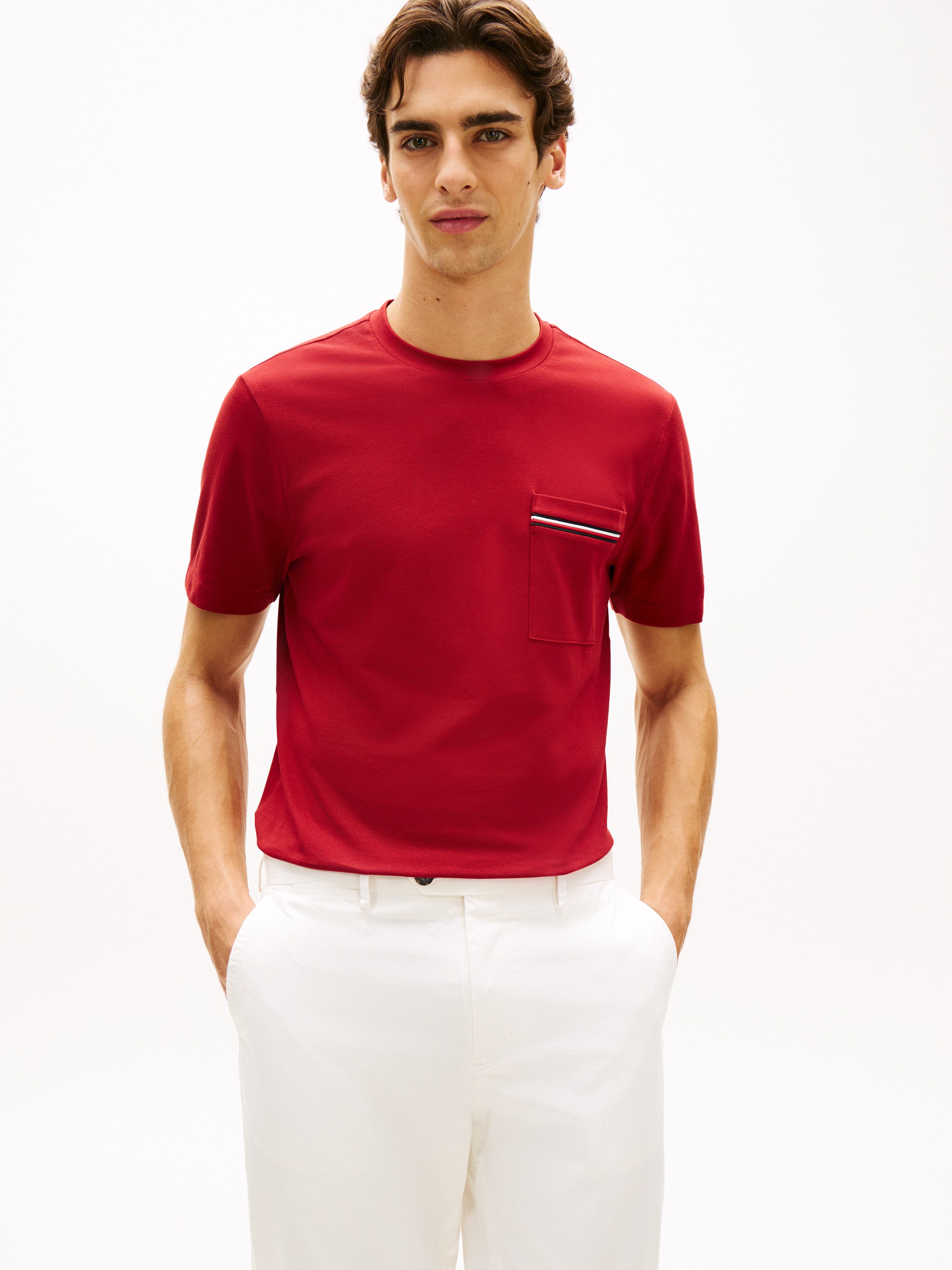 Tommy Hilfiger T-Shirt GLOBAL STRIPE PIQUE POCKET Regular fit mit Brusttasc günstig online kaufen