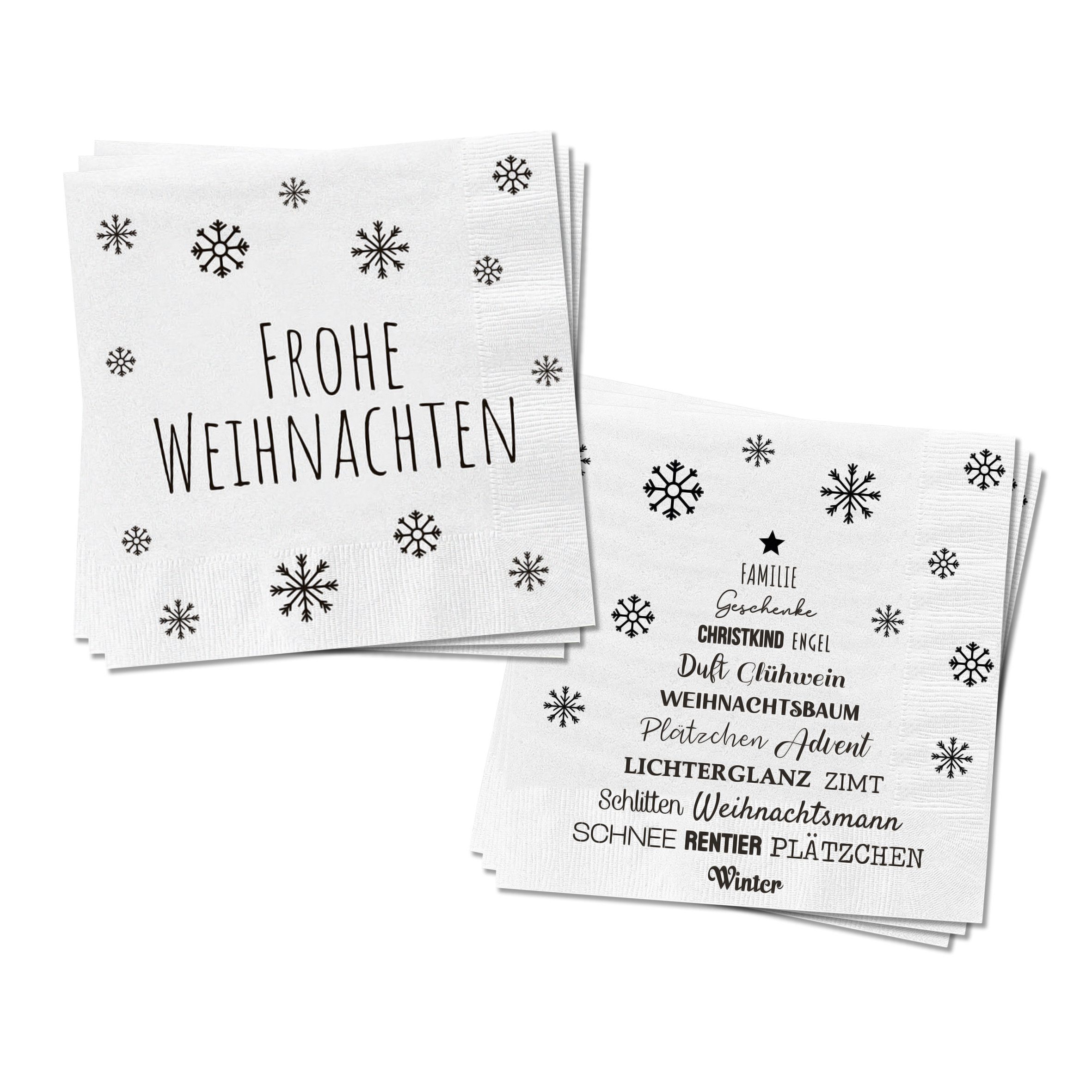 Spetebo Papierserviette 80 Stück mit 2 verschiedenen Motiven, (80 Салфетки, 1 St., Tischdeko Frohe Weihnachten), 3-lagige Papierservietten