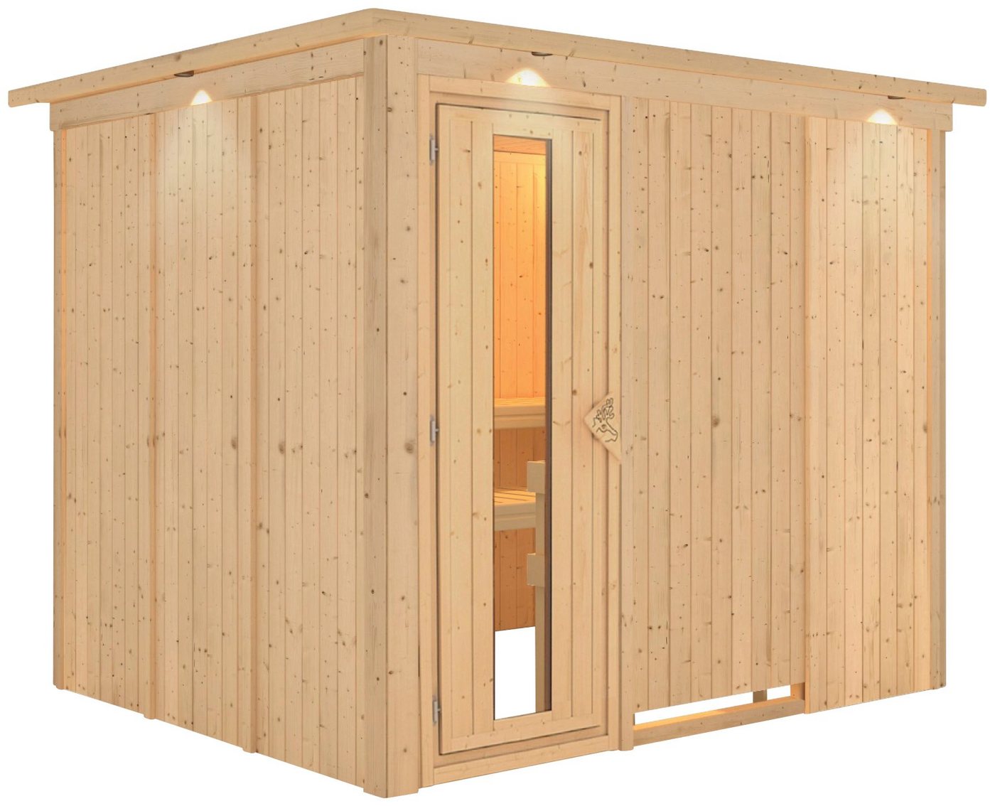Thumbnail - Karibu Sauna Gitte, BxTxH: 245 x 210 x 202 cm, 68 mm, (Set) 9-kW-Ofen mit integrierter Steuerung