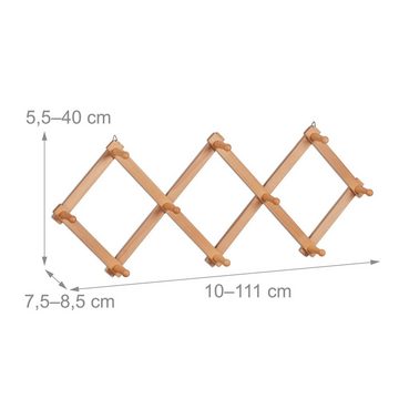 relaxdays Wandgarderobe Ausziehbare Wandgarderobe aus Holz