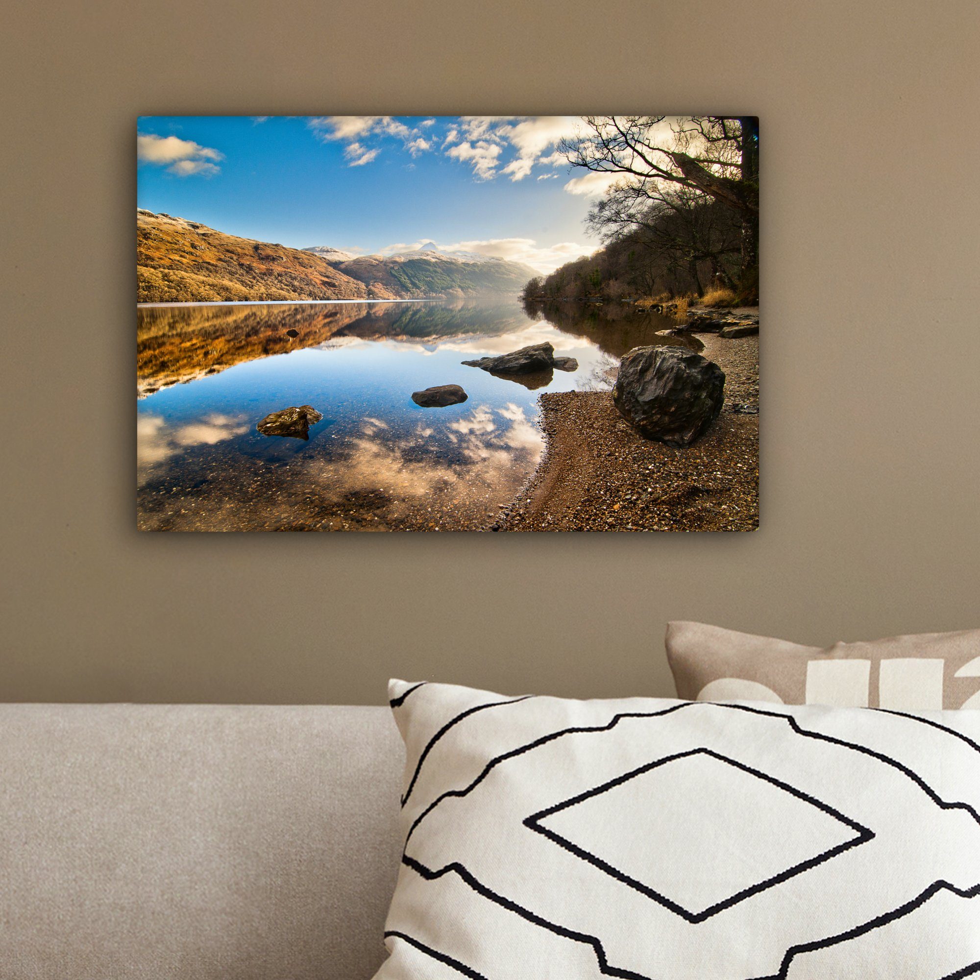 OneMillionCanvasses® Leinwandbild St), Schottland, Loch cm Wandbild Blick Leinwandbilder, in über Wanddeko, Lomond 30x20 Aufhängefertig, (1