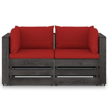 vidaXL Gartenlounge-Set 2-Sitzer Outdoor-Sofa mit Kissen Grau Imprägniertes Kiefernholz