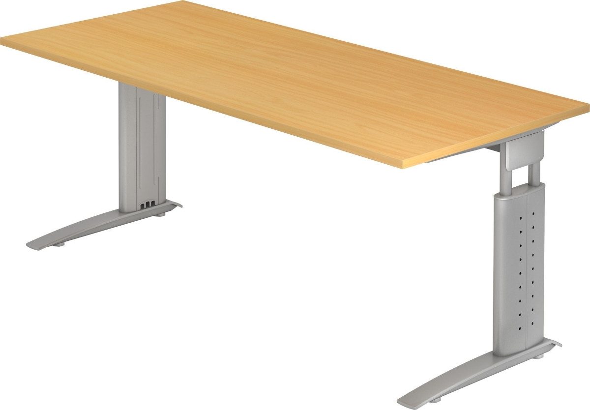HAMMERBACHER Schreibtisch Schreibtisch C-Fuß 180x80cm Buche/Silber