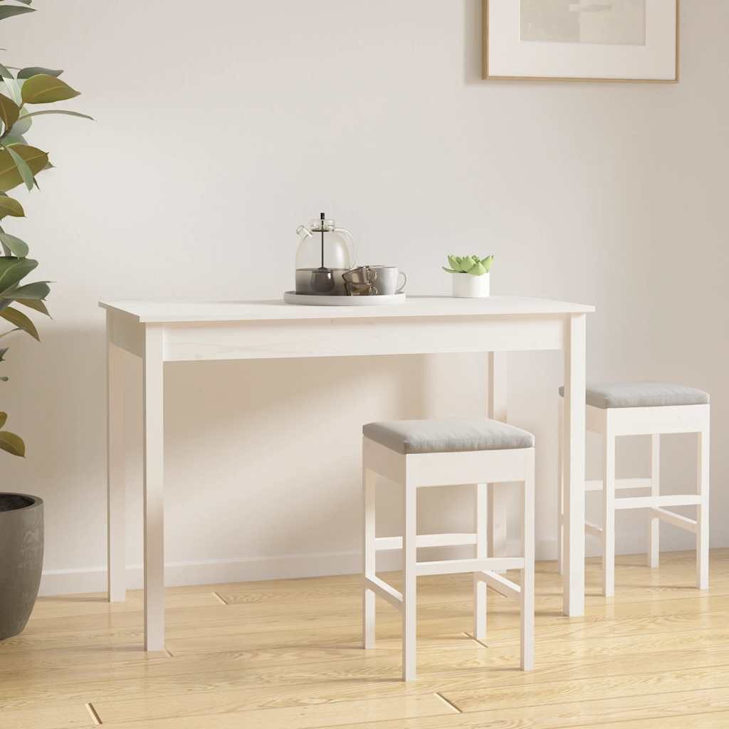furnicato Esstisch Klassischer aus massivem Kiefernholz 110 x 55 x 75 cm Weiß (1-St), Stabile Küchentisch-Variante mit Wandhalterung für die Küche
