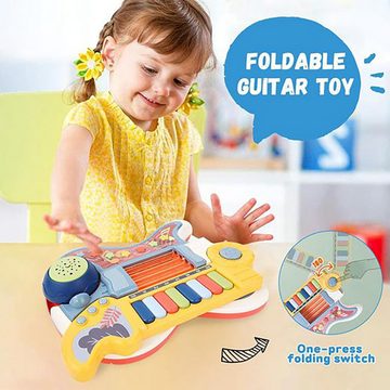 Gontence Spielzeug-Musikinstrument Faltbare Kinder Gitarre Musikalisches Spielzeug für Kleinkinder, (1 tlg), Multifunktionales Musikinstrument mit Klavier & Trommel
