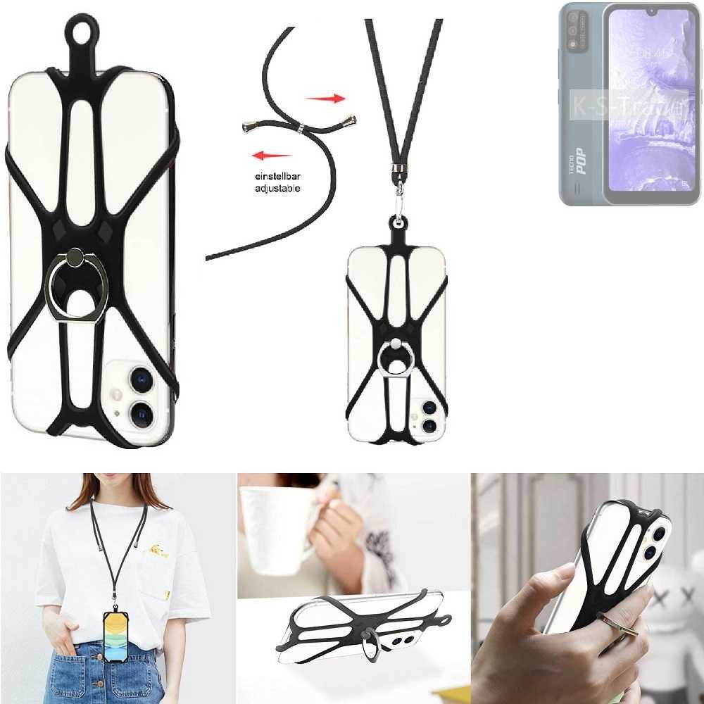 K-S-Trade Handyhülle für Tecno Pop 5S, 3in1 Handykette Handyband Handykordel Halsband Smartphone-Ring