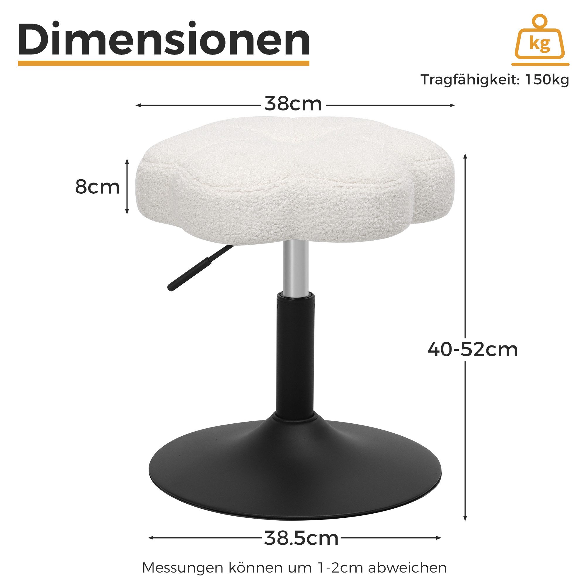 ELUCHANG Polsterstuhl Schminktisch Stuhl, Blumenform, 360° drehbar (1 St) – Bild 3 von 5