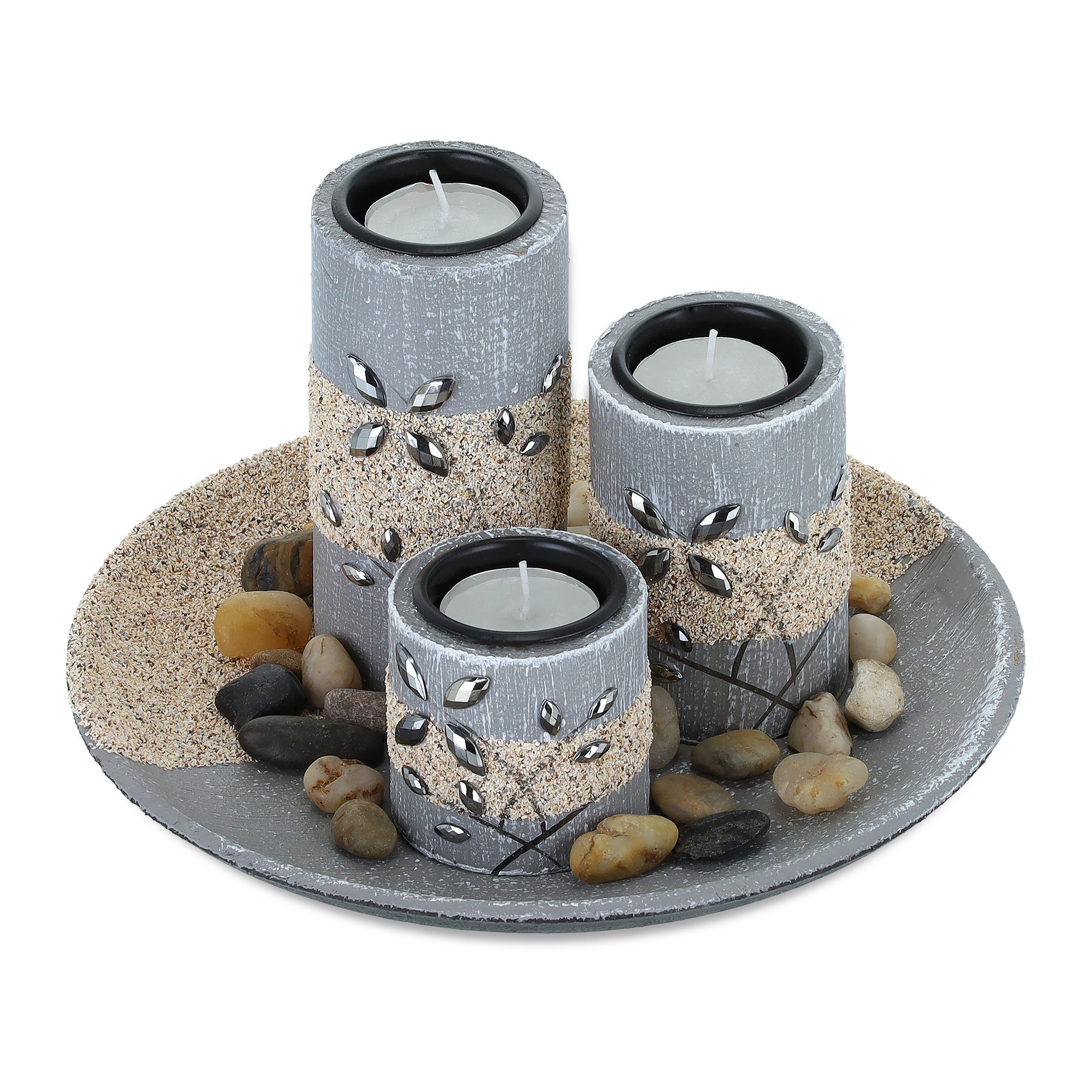relaxdays Teelichthalter mit Tablett Teelichthalter Set günstig online kaufen