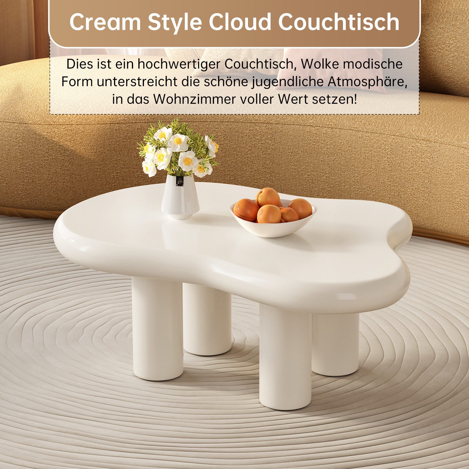 Guyii Couchtisch Wolkenform im modernen Cartoon-Stil (1-St), Vier stabile Beine für sicheren Stand und kreative Atmosphäre – Bild 5 von 5