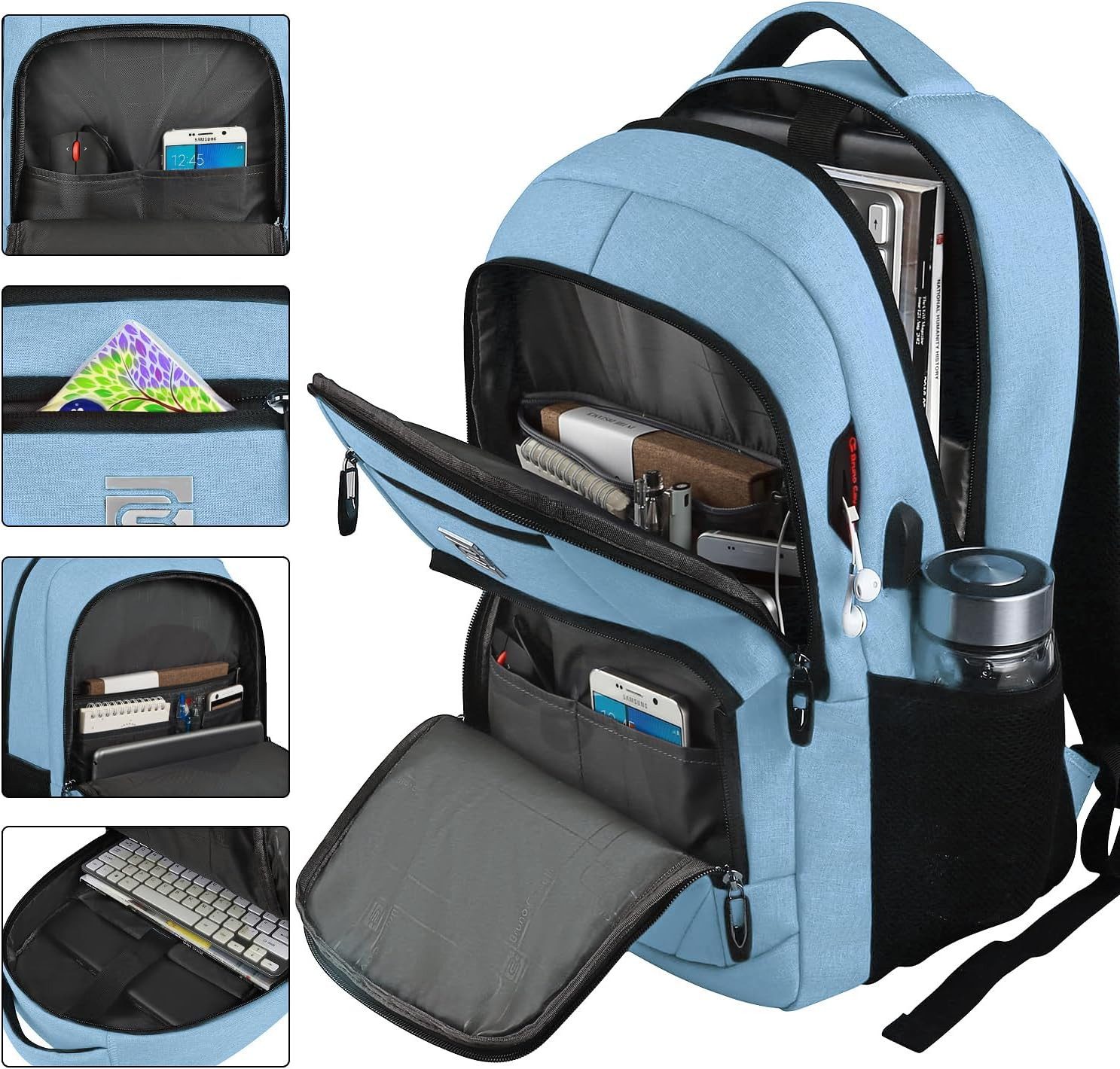MODFU Laptoprucksack Laptop Rucksack Rucksäcke Schulrucksack Laptoptasche Wasserbeständig (Laptop Notebook Tasche Schule Uni Rucksack Freizeitrucksack, Anti-Diebstahl, Backpack mit Laptopfach, Sportrucksack, mit USB-Anschluss), Herren Damen Jungen Teenager Freizeit Arbeit Business Reisen