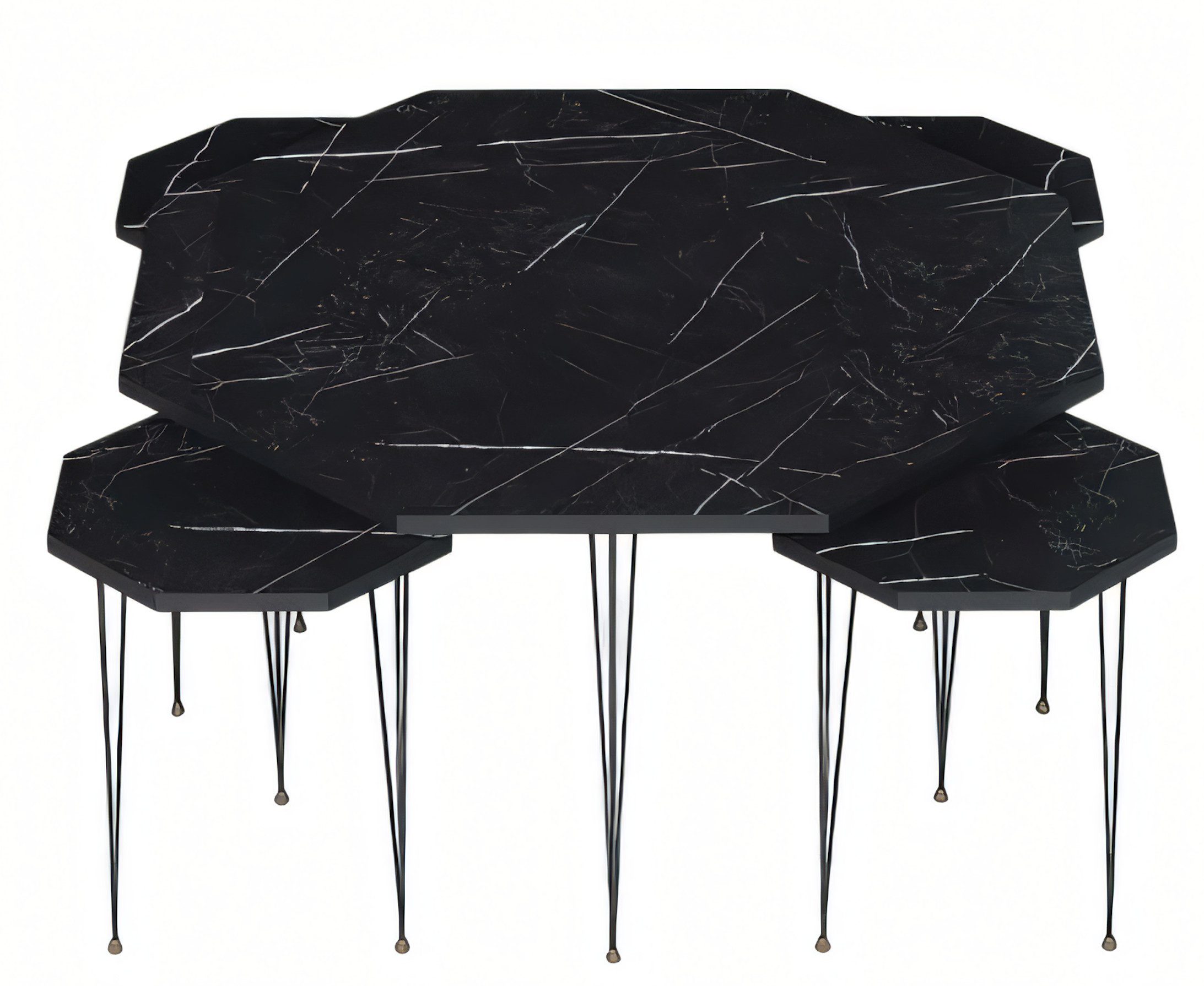 JVmoebel Couchtisch Eleganter schwarzer Holz-Couchtisch mit Приліжкові тумбочкиn im modernen (Couchtisch, 4x Приліжкові тумбочки), Made in Europe