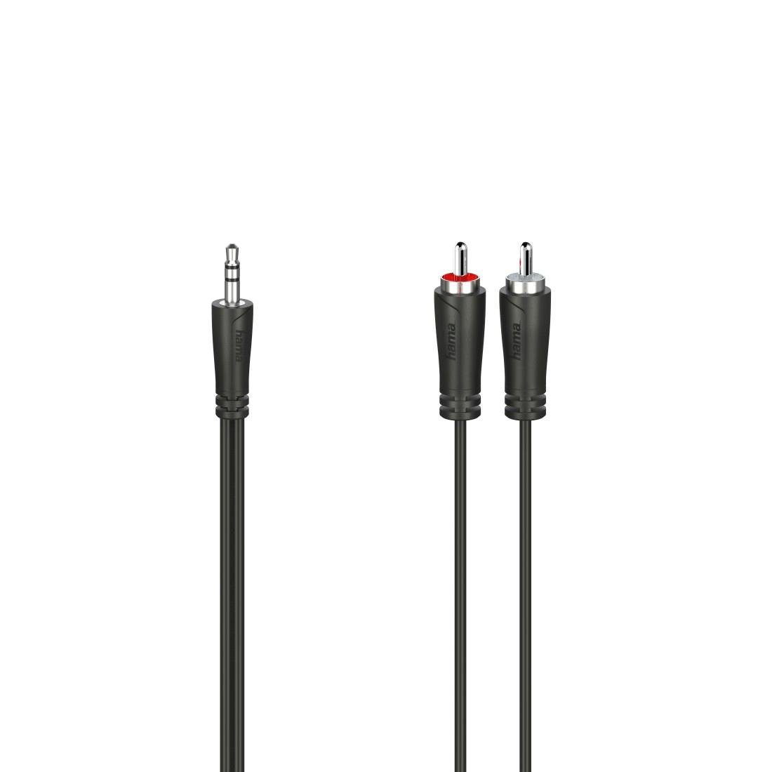 Hama Klinken-Cinch-Kabel, 3,5-mm-Klinken-Steck.-2 Cinch-Steck., 5m,Stereo Audio-Kabel, (50 cm)