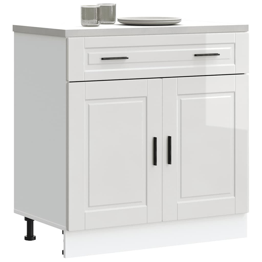 vidaXL Unterschrank 80 x 46 x 815 cm Küchenunterschrank Porto Hochglanz-Weiß 80cm mit Stau