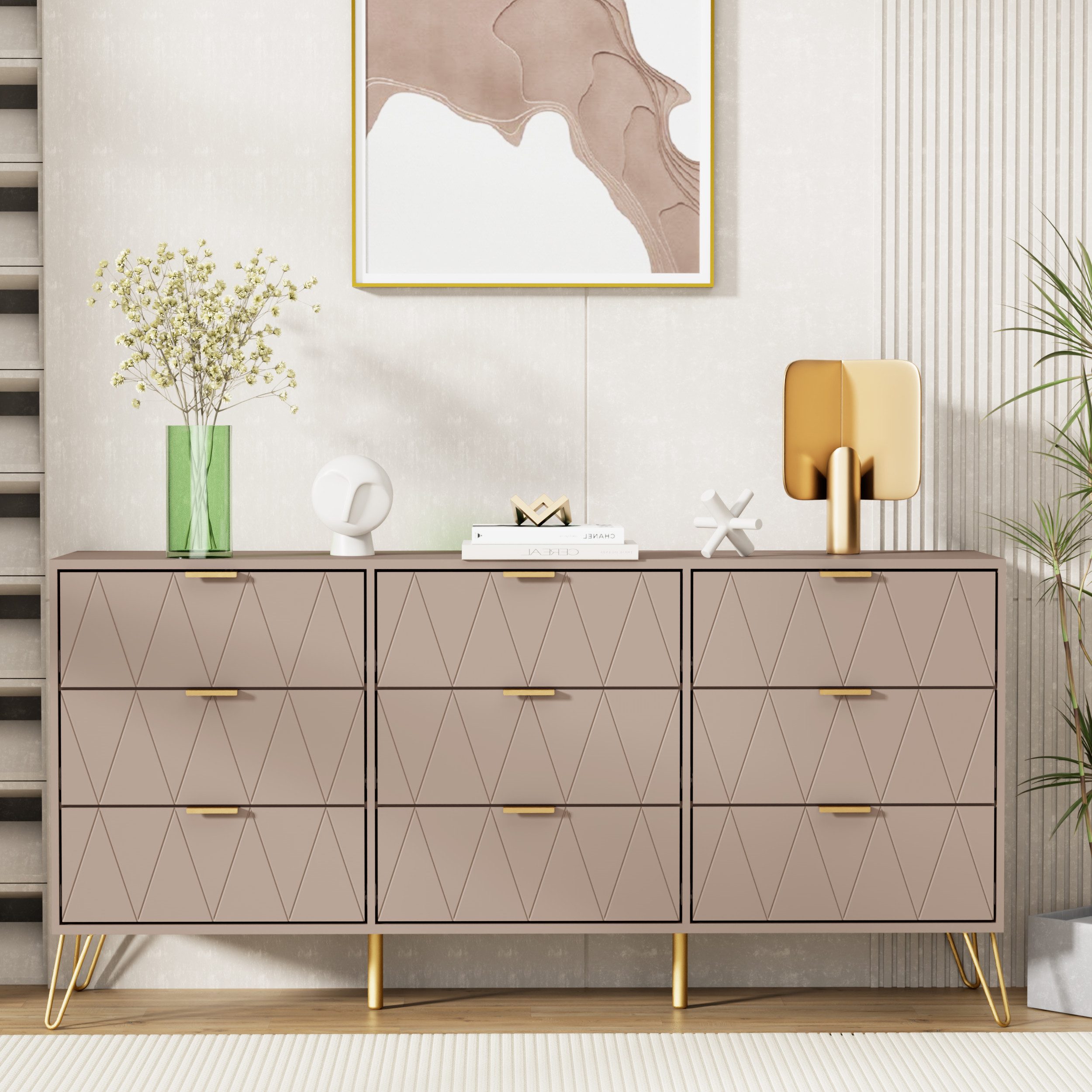 UEV Kommode modern Sideboard schmal Mehrzweckschrank für Kleidung Dokumente (Packung) – Bild 3 von 5