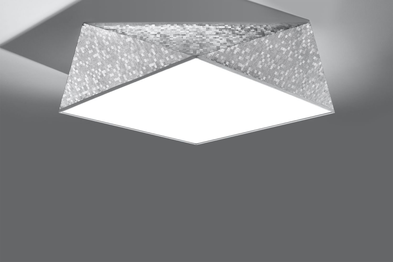 B:50cm Leuchtmittel, Grau E27 Licht-Erlebnisse LYNNDIE, Wohnzimmer Schlafzimmer 3x Deckenlampe Deckenleuchte ohne gemustert