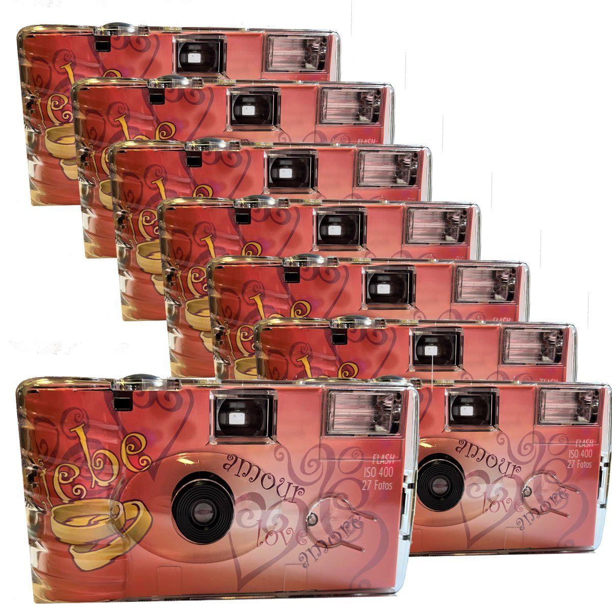 TopShot 8 x Einwegkamera Sonderposten Hochzeit Amore Rot MHD: 12.2025 Einwegkamera