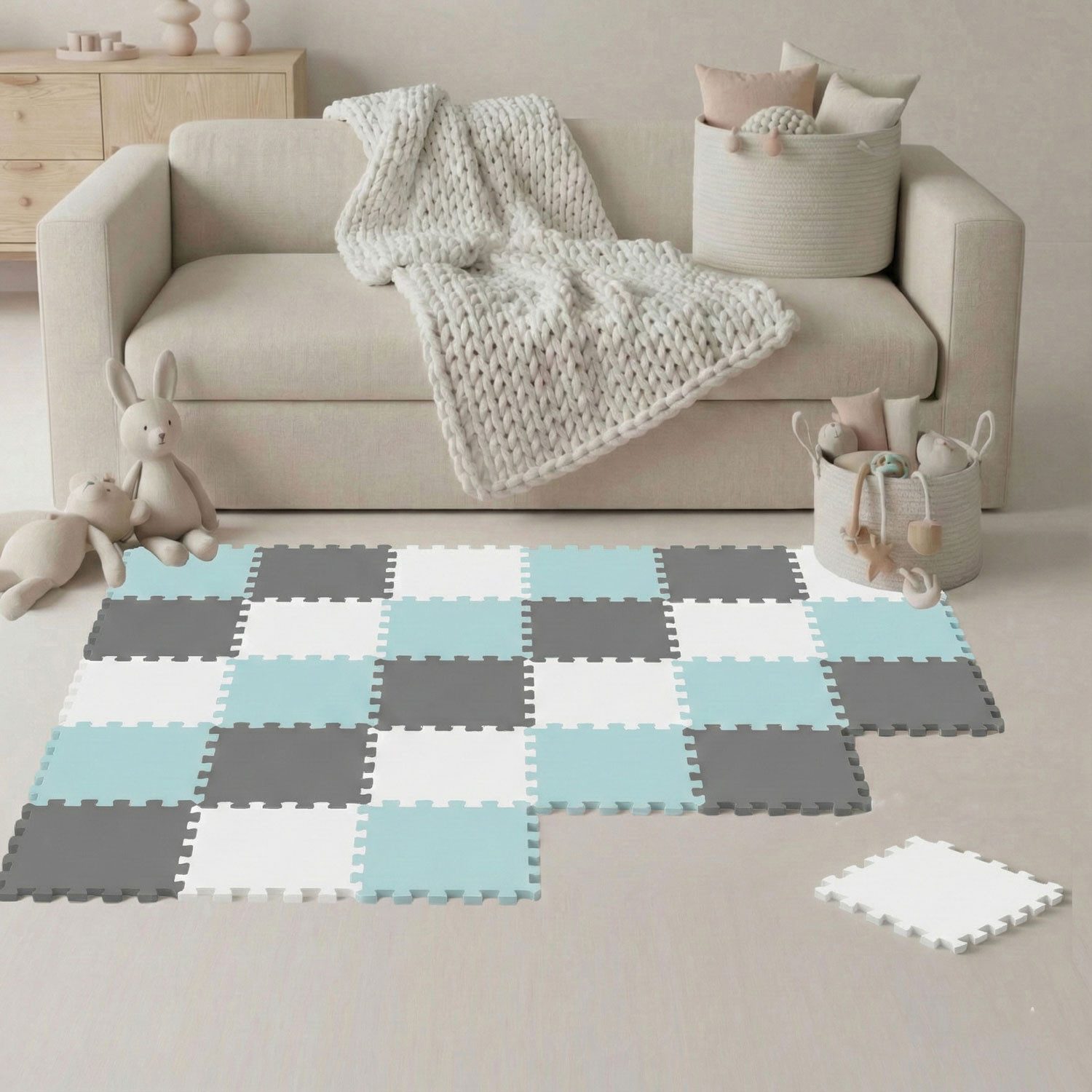 LittleTom Puzzlematte ab dem 1. Tag - 27 Teile Baby Spielmatte - 30 x 30 Kinder Krabbelmatte, (27-tlg), Spielunterlage für Babys und Kleinkinder - Kinderzimmer Puzzleteppich