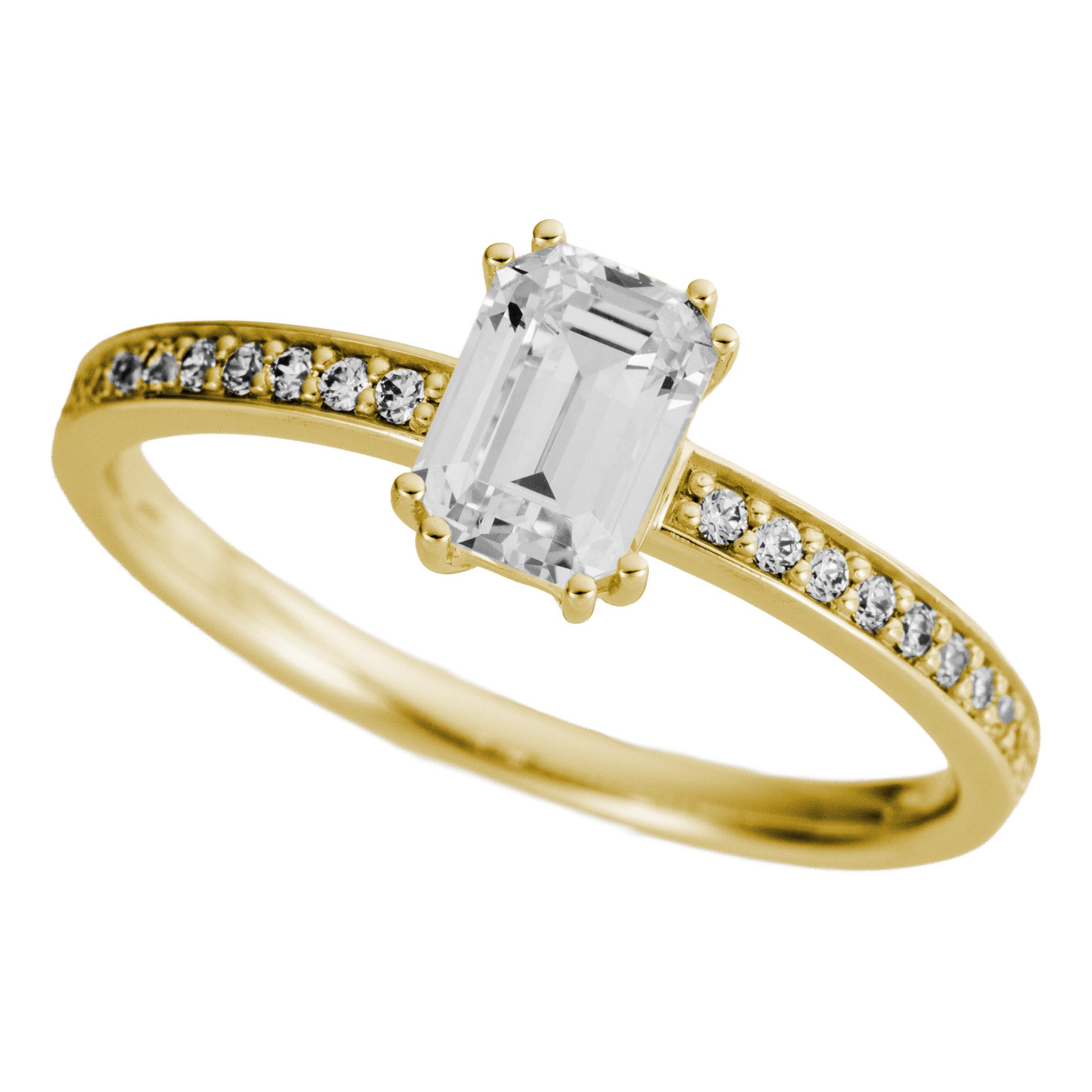 Firetti Goldring Schmuck Geschenk Gold 333 Vorsteckring Verlobung Baguette Lab Grown, mit Brillanten