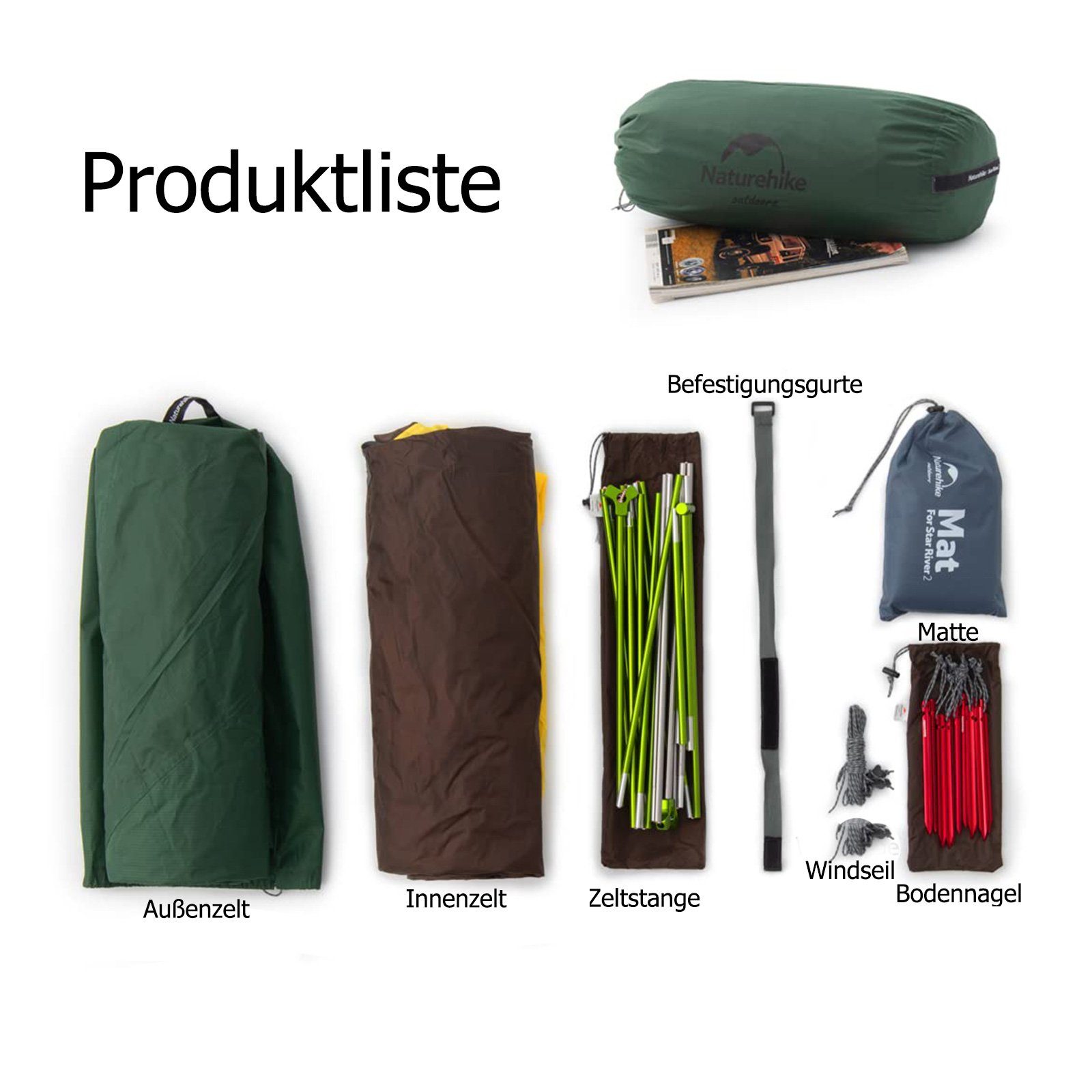 Personen: cm 2, Waldgrün Ultraleichtes x Camping Zelt Klettern, 85 210 x Naturehike für Kuppelzelt 95 Wasserdicht Rucksackreisen und