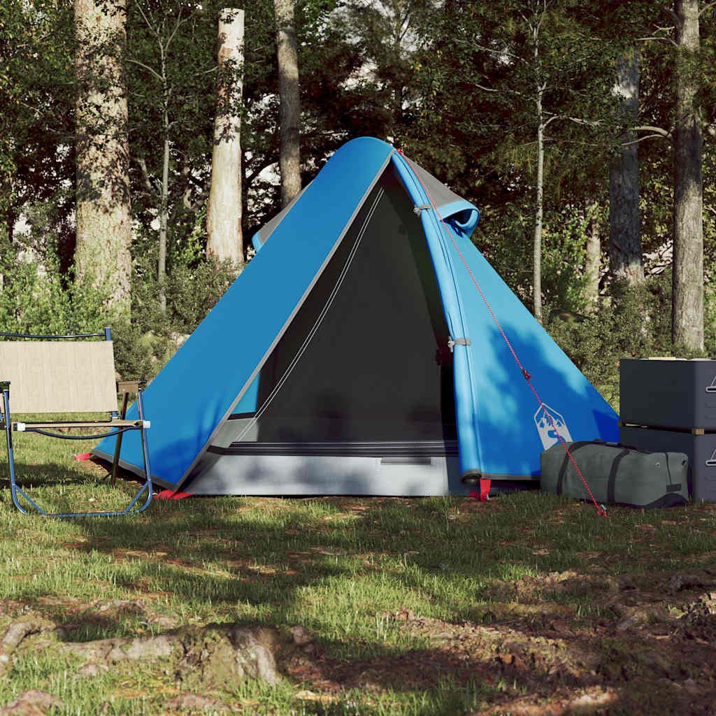 furnicato Faltzelt Campingzelt Kuppel 257x147x112 cm Blau, (1 tlg), Wetterfestes Trekkingzelt mit E-Anschluss und integrierten Netzwänden