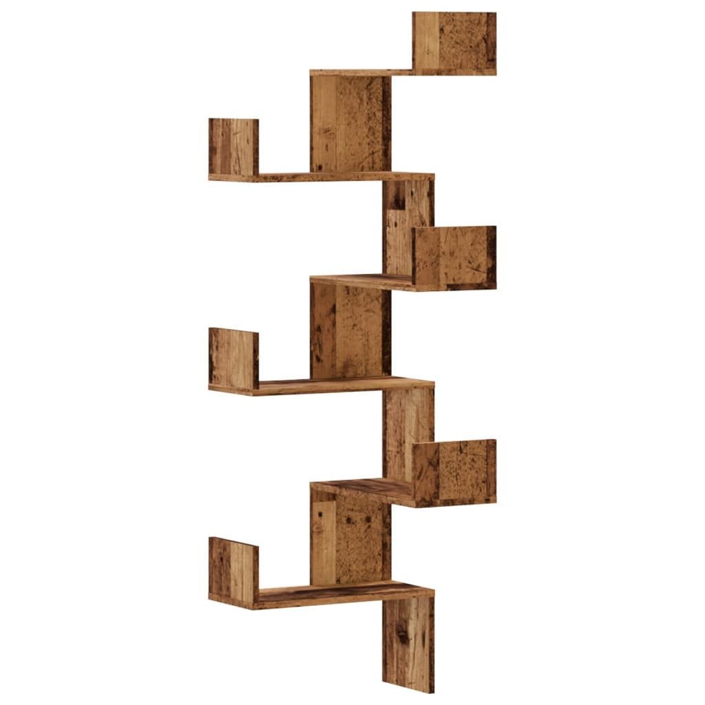 vidaXL Eckregal, Wand-Eckregal Altholz-Optik 45x45x147 cm Holzwerkstoff