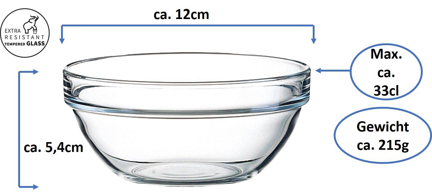 Emilja Dessertschale 12cm Schale 6 stapelbar Empilable - Stück Glas