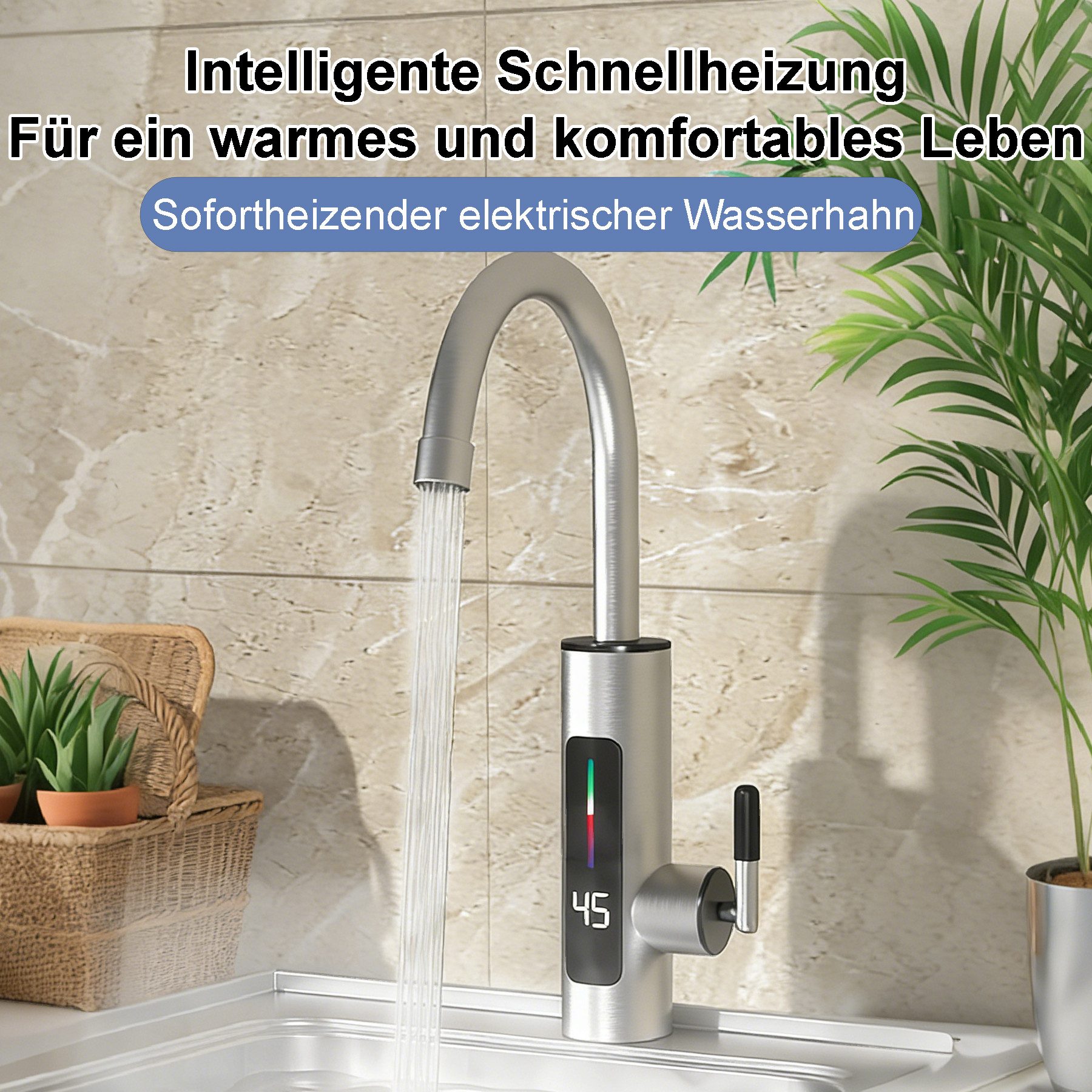 Senmudi Küchenarmatur Elektrische Wasserhahn mit Durchlauferhitzer 230v für günstig online kaufen