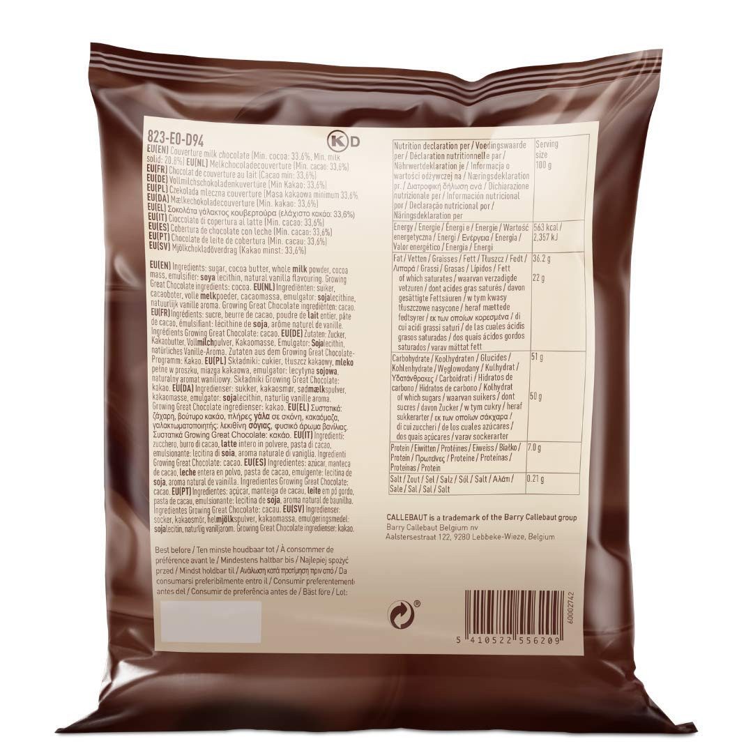 Callebaut Schokolade CALLEBAUT, Rezept No. 823, Vollmilch Schokoladenkuvertüre, 400 g