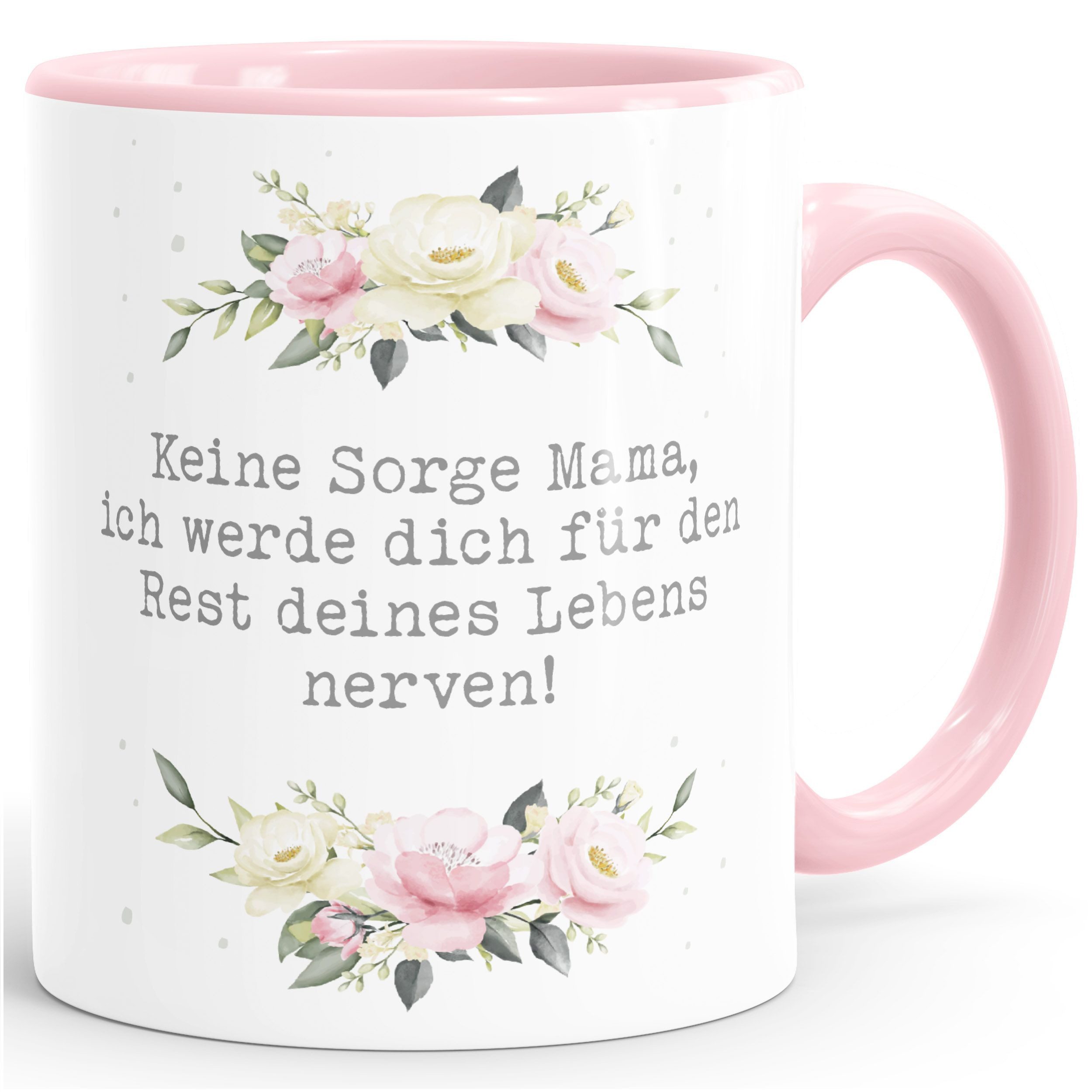 MoonWorks Tasse Kaffee-Tasse Geschenk für Mama Spruch lustig Muttertagssprüche Blumen, Keramik