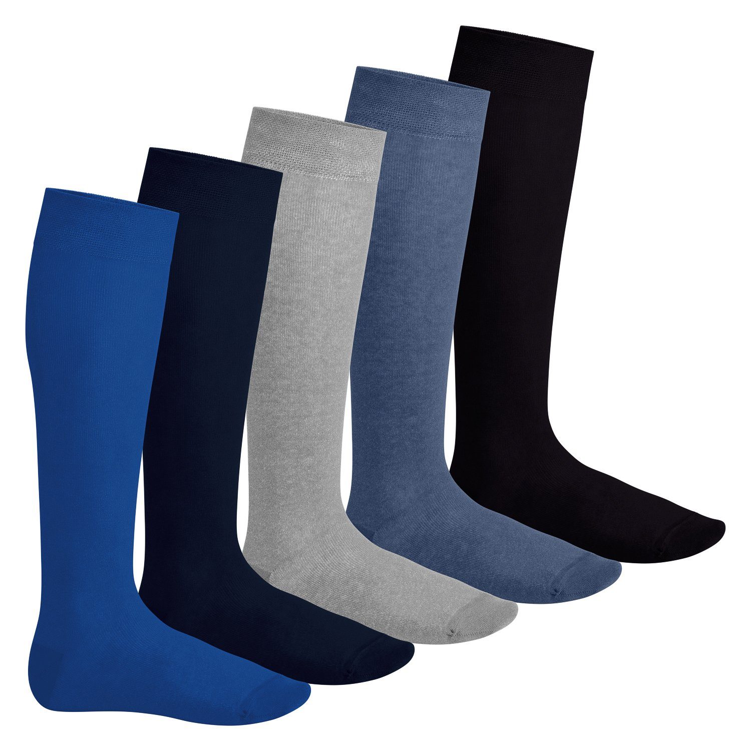 Footstar Langsocken Everyday! Damen & Herren Kniestrümpfe (5 Paar) mit Baumwolle Jeanstöne