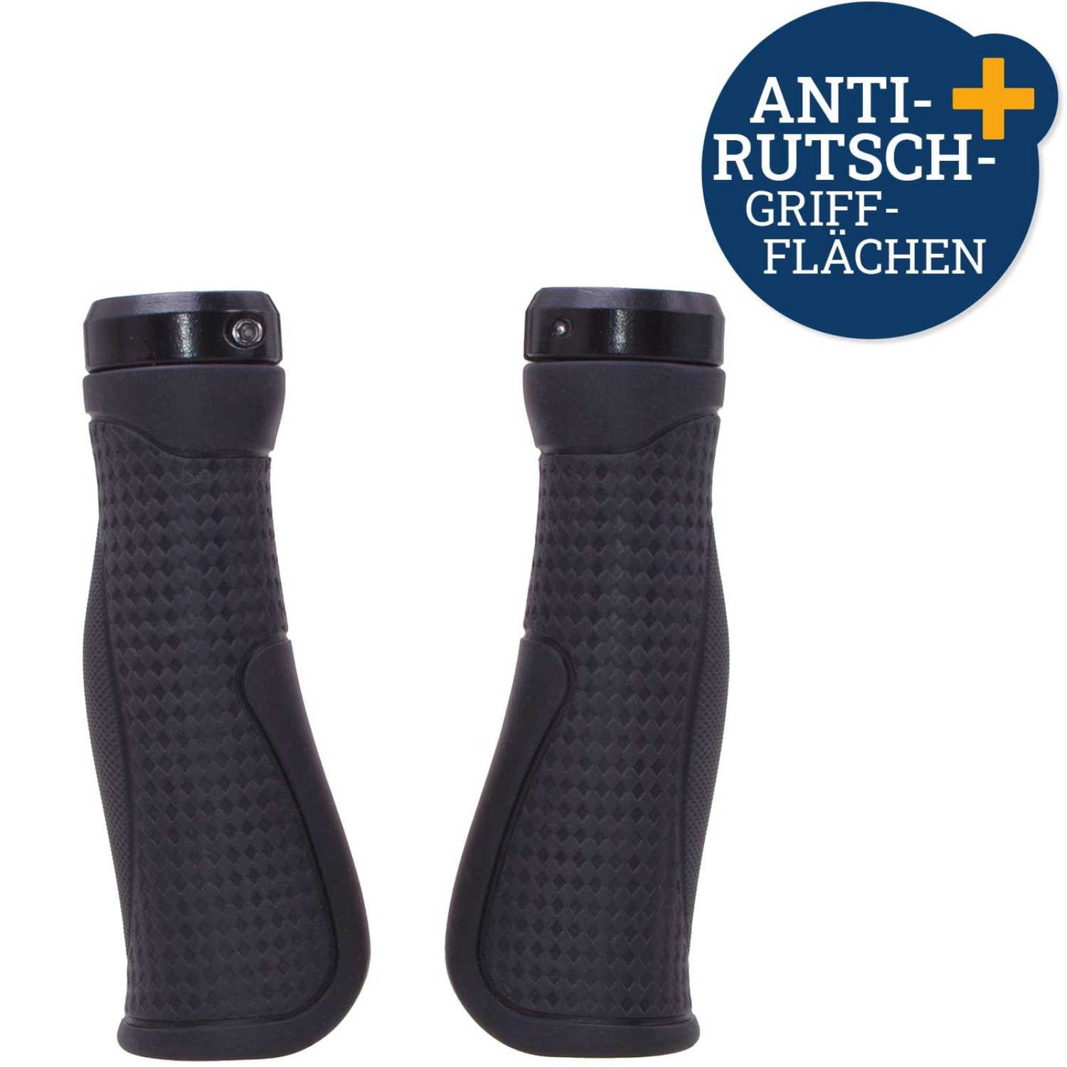 Diedrich Filmer GmbH Fahrradlenkergriff Fahrrad-Griffe Ergonomisch Gummi Schraubgriffe (2x Lenkergriffe, 2-St., Set), Set 140mm Lenker-Griffe Ergo Antirutsch Lenkergriffe Fahrradgriffe