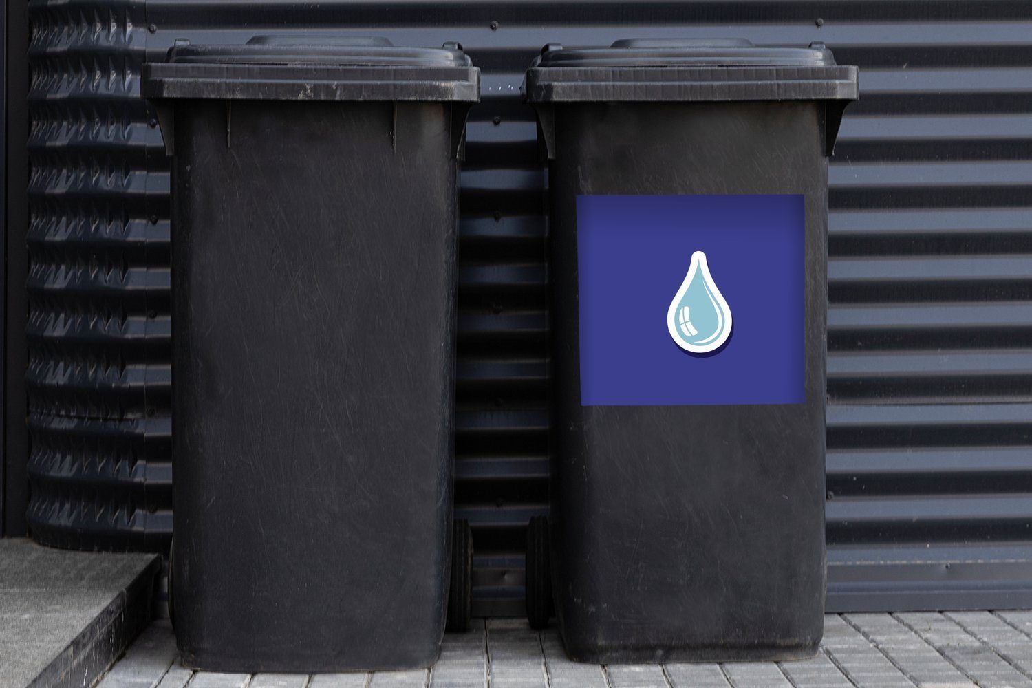 Wassertropfens Eine hellblauen Abfalbehälter Sticker, (1 Wandsticker Illustration St), eines MuchoWow Container, Mülltonne, Mülleimer-aufkleber,