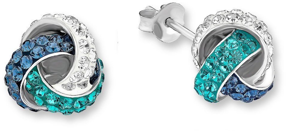 Amor Paar Ohrstecker Knoten-Optik, mit Kristallstein