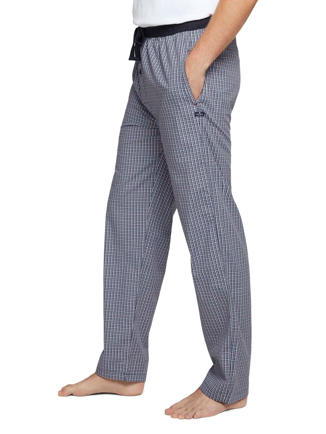 Sofahose (nur Hose, Navy 1 Pyjama Taschen kariert mit TOM TAILOR tlg) seitlichen Schlafhose, Pyjamahose,