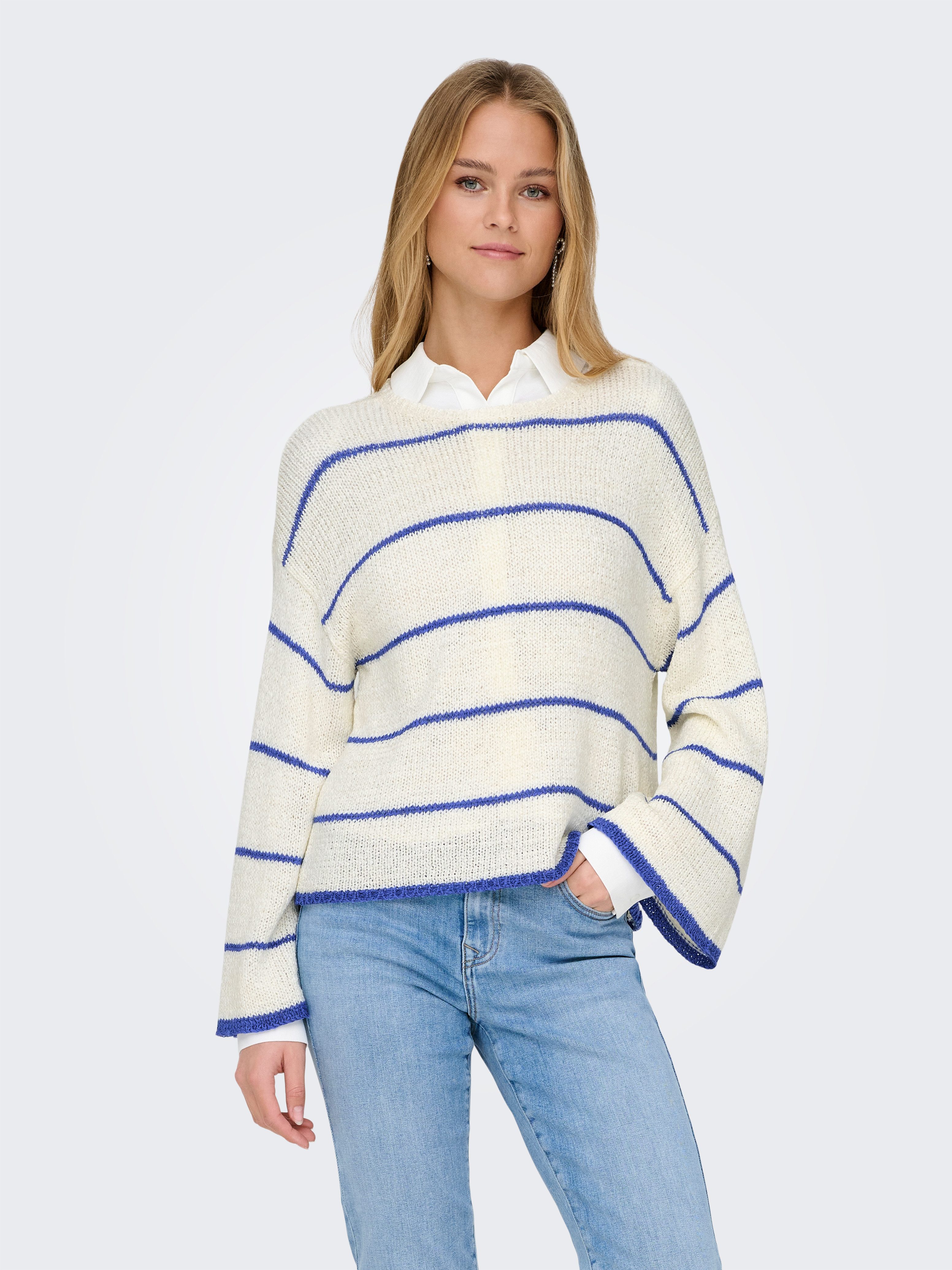 ONLY Rundhalspullover ONLGEENA 7/8 STRIPE O-NECK KNT NCA günstig online kaufen