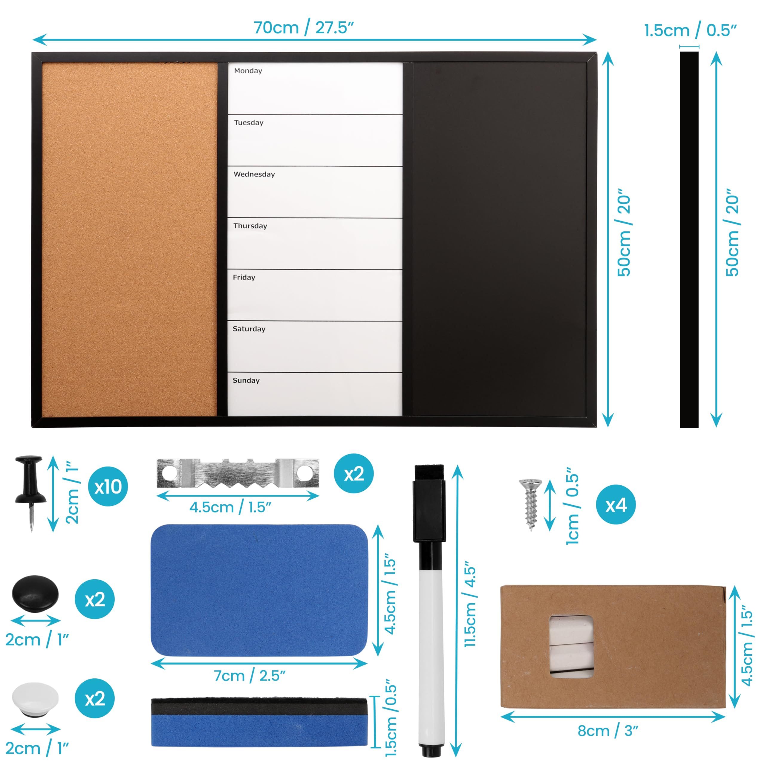 Kurtzy Dekoobjekt Kurtzy 3-In-1 Pinnwand Kombi-Tafel magnetisch - Tafel aus günstig online kaufen